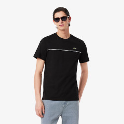 T-shirt Homme Lacoste – Noir – Jersey de Coton & Liseré Contrastant
