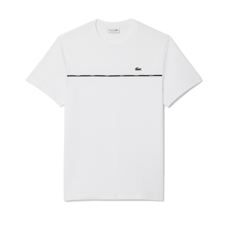 T-shirt Homme Lacoste – Blanc – Jersey de Coton & Liseré Contrastant