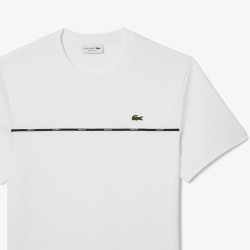 T-shirt Homme Lacoste – Blanc – Jersey de Coton & Liseré Contrastant