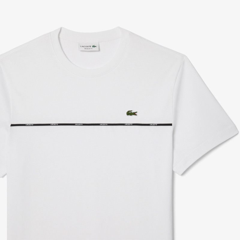T-shirt Homme Lacoste – Blanc – Jersey de Coton & Liseré Contrastant