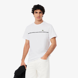 T-shirt Homme Lacoste – Blanc – Jersey de Coton & Liseré Contrastant