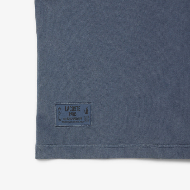 T-shirt Homme Lacoste – Bleu Minéral – Jersey Épais & Effet Délavé Unique