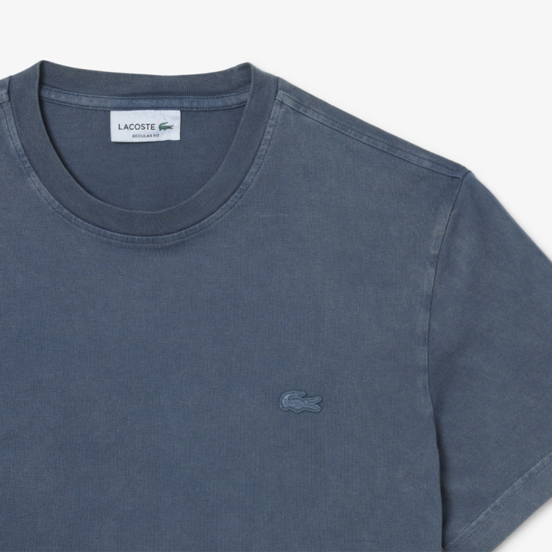 T-shirt Homme Lacoste – Bleu Minéral – Jersey Épais & Effet Délavé Unique