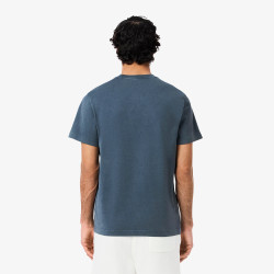 T-shirt Homme Lacoste – Bleu Minéral – Jersey Épais & Effet Délavé Unique