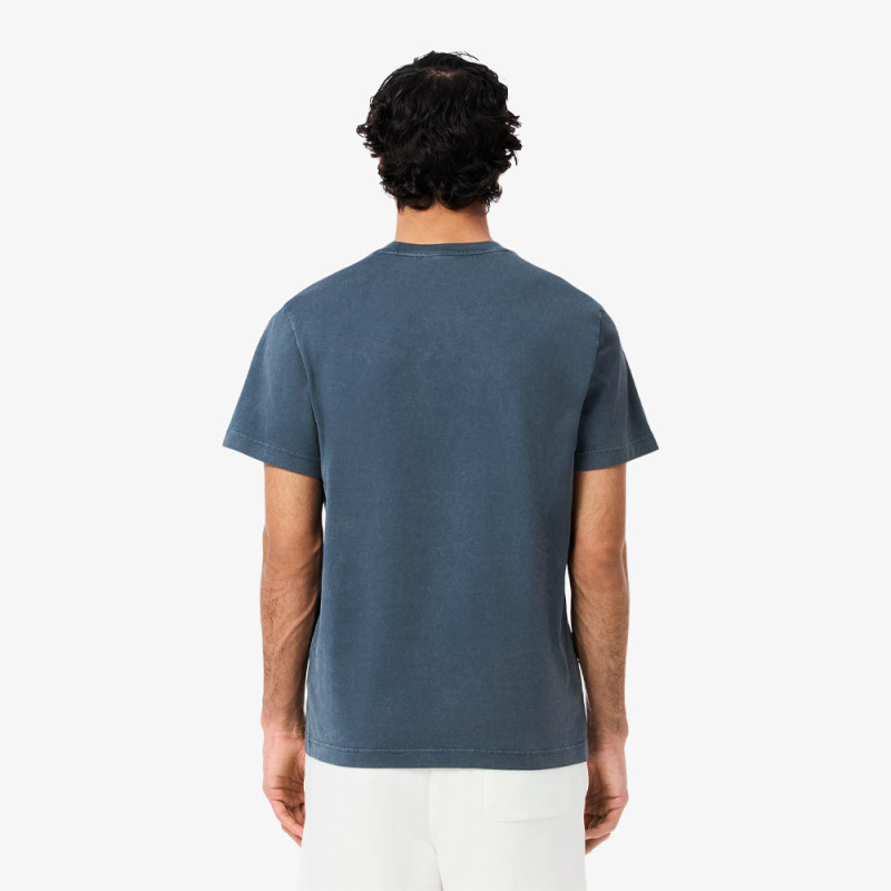 T-shirt Homme Lacoste – Bleu Minéral – Jersey Épais & Effet Délavé Unique