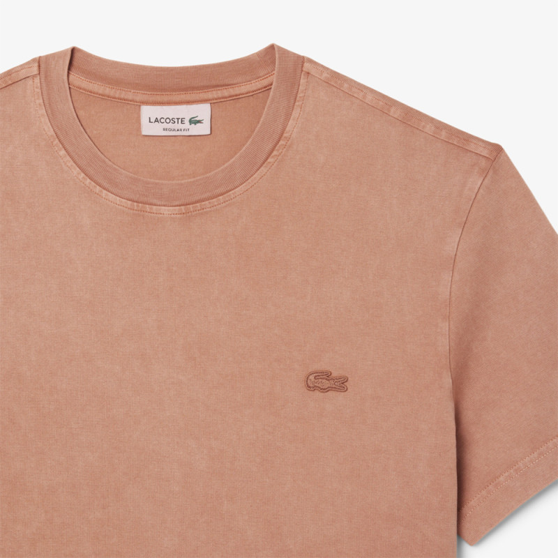 T-shirt Homme Lacoste – Marron Terracota – Jersey Épais & Effet Délavé Unique