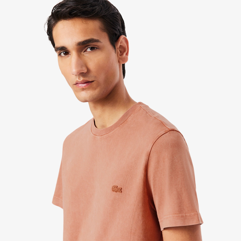T-shirt Homme Lacoste – Marron Terracota – Jersey Épais & Effet Délavé Unique