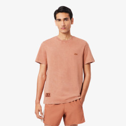 T-shirt Homme Lacoste – Marron Terracota – Jersey Épais & Effet Délavé Unique