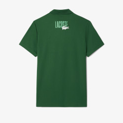 Polo Blanc et Vert Lacoste Tennis color-block imprimé – Élégance sportive et performance
