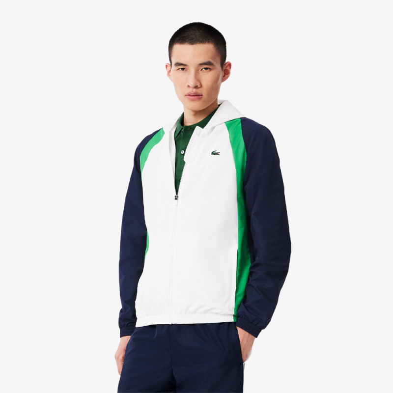 Ensemble de survêtement Lacoste Tennis – Blanc & Bleu Marine – Taffetas Recyclé & Design Color-Block