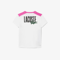 T-shirt Enfant Lacoste Tennis – Blanc et Rose – Piqué Ultra Dry & Design Sportif