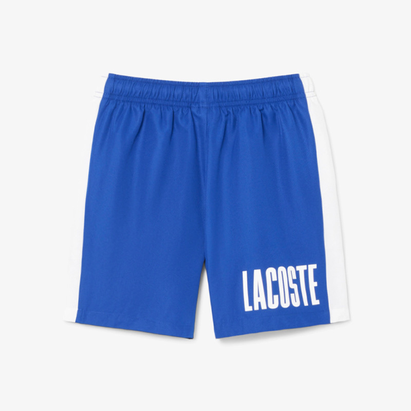 Short Tennis Enfant Lacoste – Bleu/Blanc – Taffetas Diamanté Recyclé & Détails Iconiques