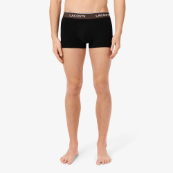 Lot de 3 boxers courts Lacoste – Noir et Marron – Coton Stretch & Ceinture Siglée