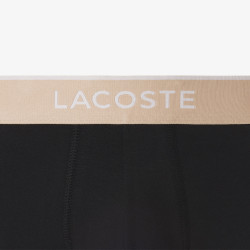 Lot de 3 boxers courts Lacoste – Noir et Marron – Coton Stretch & Ceinture Siglée