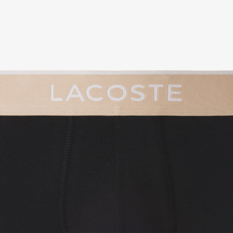 Lot de 3 boxers courts Lacoste – Noir et Marron – Coton Stretch & Ceinture Siglée
