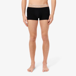 Lot de 3 boxers courts Lacoste – Noir et Marron – Coton Stretch & Ceinture Siglée