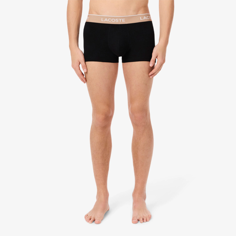 Lot de 3 boxers courts Lacoste – Noir et Marron – Coton Stretch & Ceinture Siglée