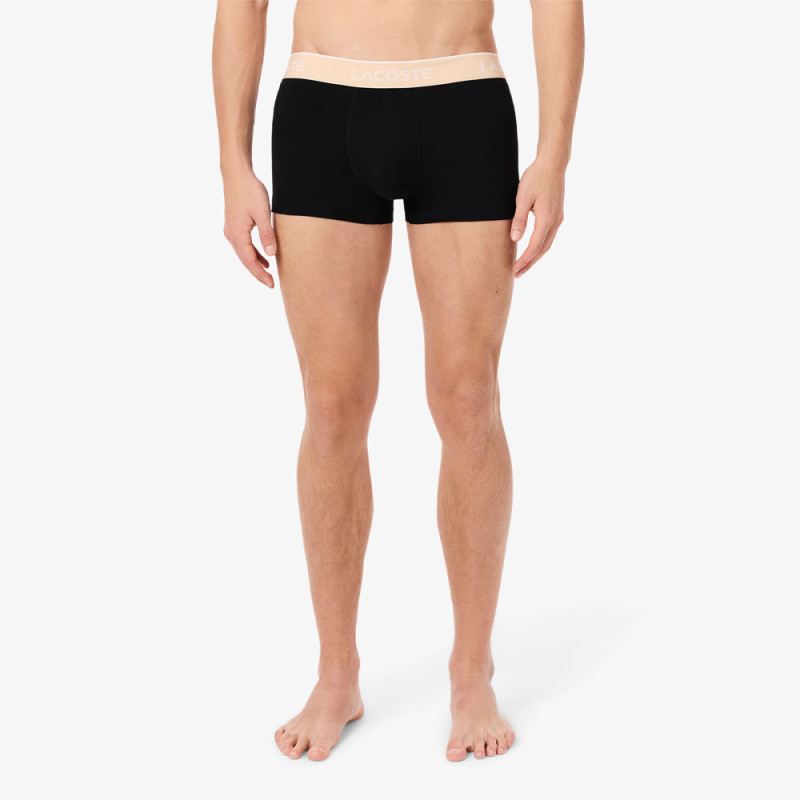 Lot de 3 boxers courts Lacoste – Noir et Marron – Coton Stretch & Ceinture Siglée