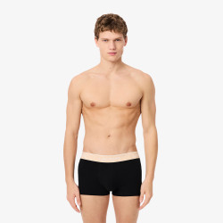 Lot de 3 boxers courts Lacoste – Noir et Marron – Coton Stretch & Ceinture Siglée