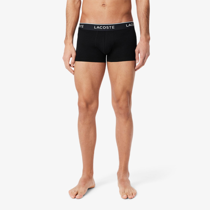 Lot de 3 boxers courts Lacoste – Noir et Rouge – Coton Stretch & Ceinture Siglée