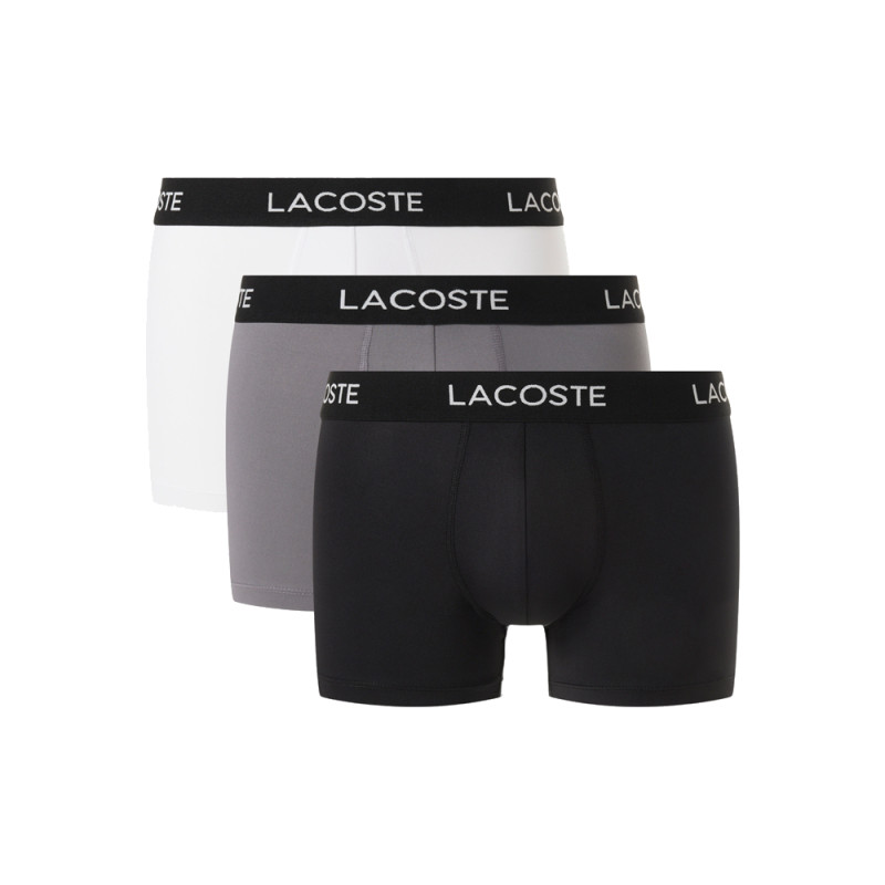 Lot de 3 boxers courts Lacoste – Gris – Microfibre Recyclée & Ceinture Effet Piqué