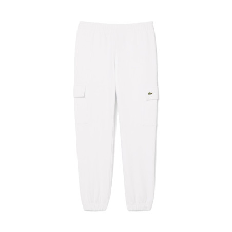 Pantalon de survêtement Homme Lacoste – Blanc – Molleton de Coton Biologique & Détails Cargo
