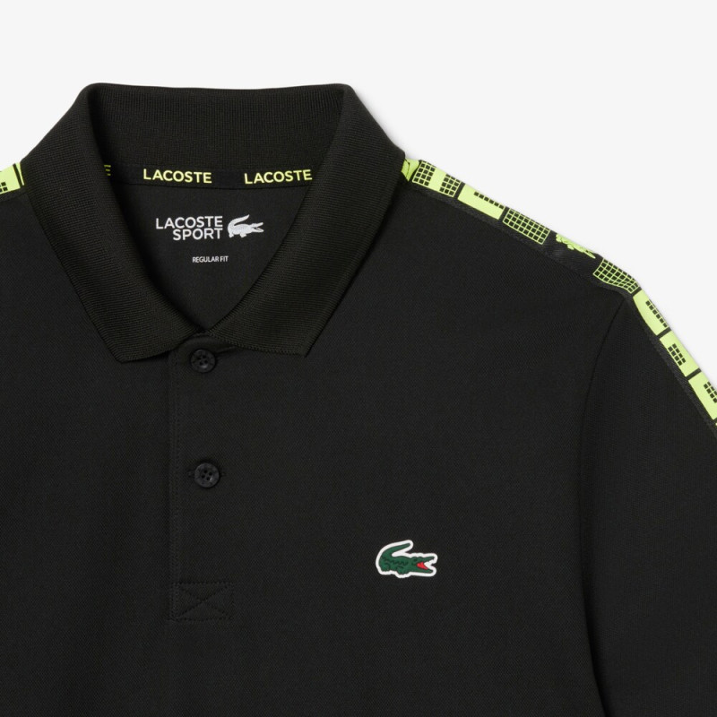 Polo Lacoste Sport bande siglée ultra dry Noir et Jaune - Confort & Performance