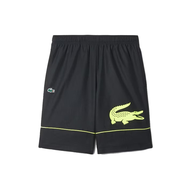 Short Lacoste sport Noir avec imprimé Jaune taffetas diamanté - Taffetas Diamanté Léger & Respirant