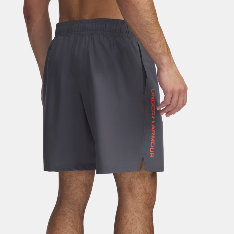 Short Under Armour Tech™ Woven Wordmark – Gris et Orange – Confort Légèrement Ample & Séchage Express