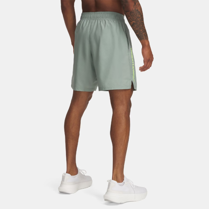 Short Under Armour Tech™ Woven Wordmark – Vert et Jaune – Confort Légèrement Ample & Séchage Express