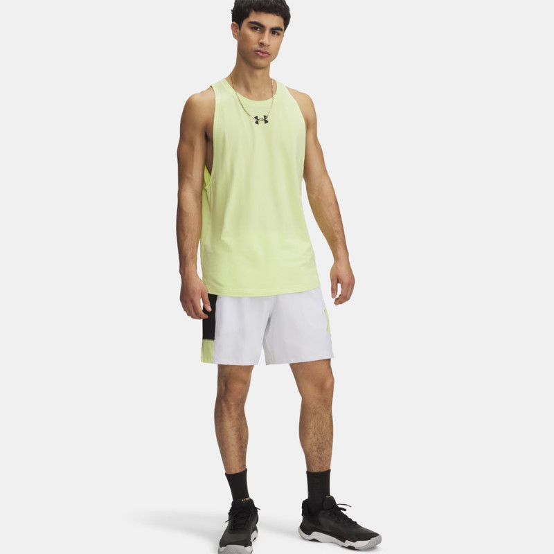 Short Under Armour Zone Woven 18 cm – Blanc – Confort léger & mobilité multidirectionnelle