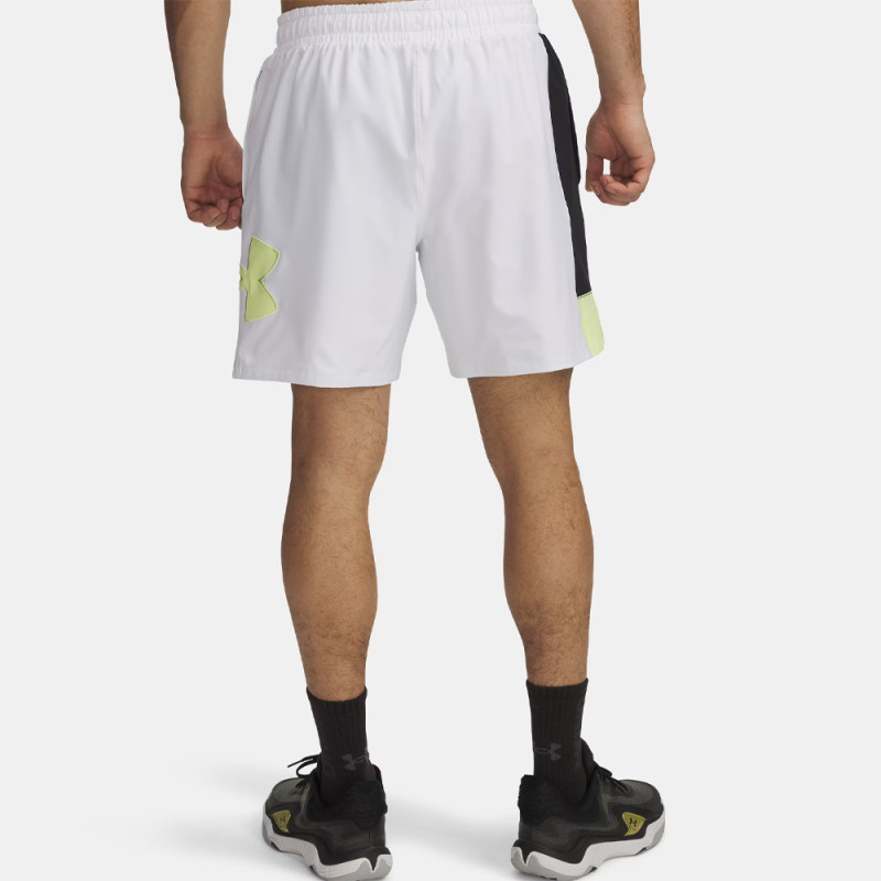 Short Under Armour Zone Woven 18 cm – Blanc – Confort léger & mobilité multidirectionnelle