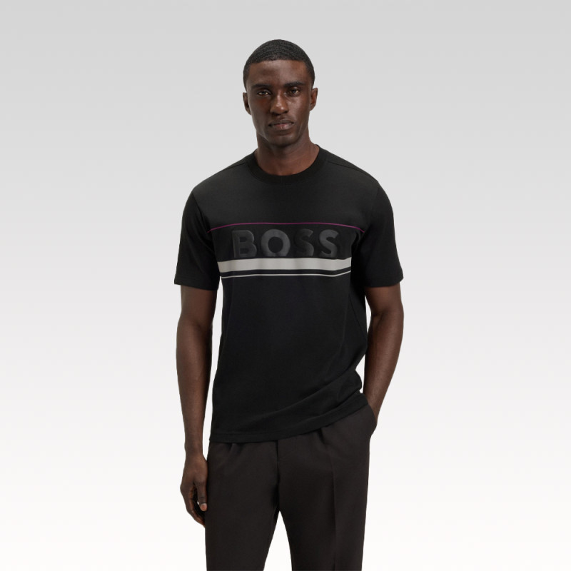 T-shirt BOSS Tee Iconic Zone – Noir – Style Sportif et Élégance Contemporaine