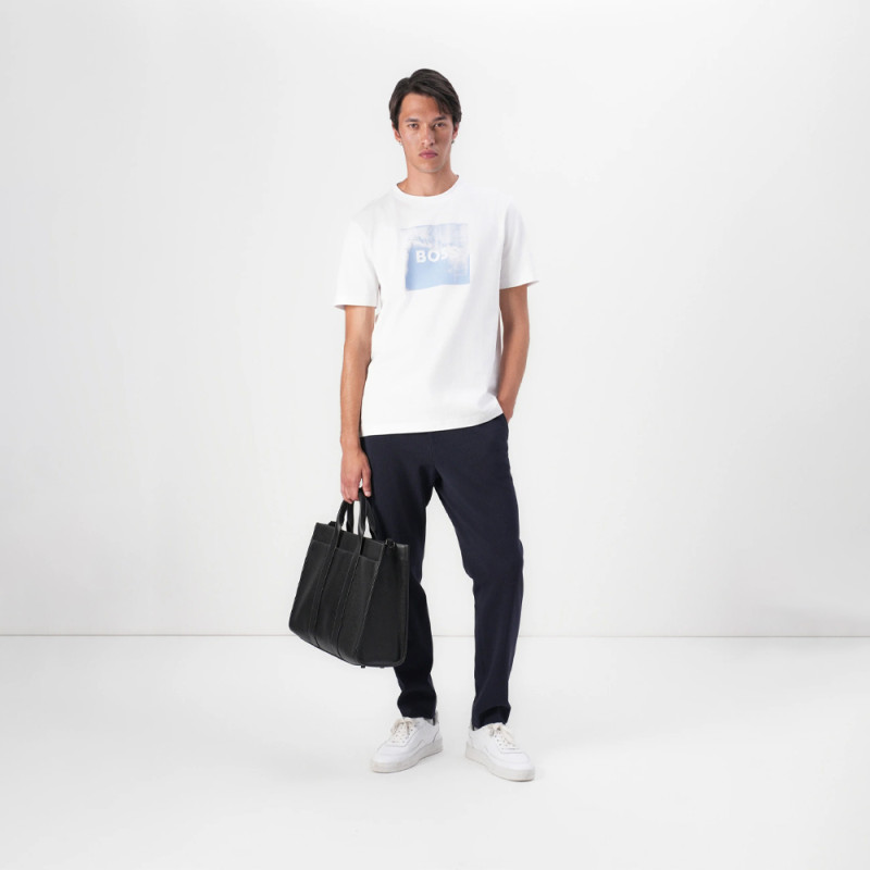 T-Shirt BOSS Straight Fit Blanc Te_WHEEL – Minimalisme et élégance contemporaine