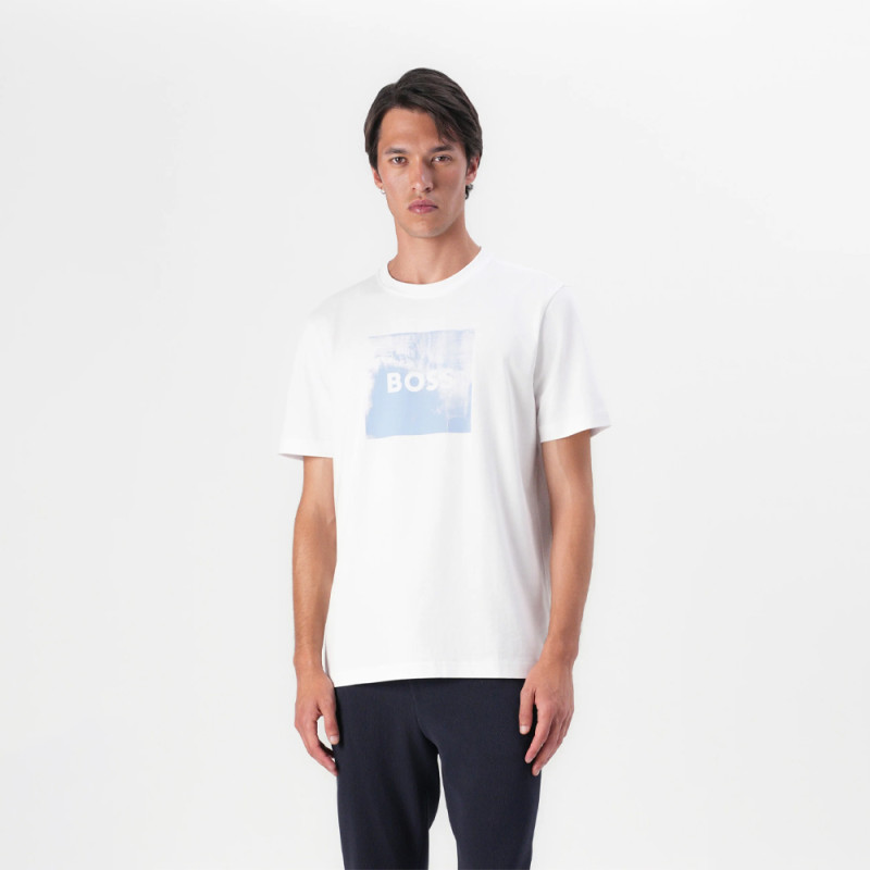 T-Shirt BOSS Straight Fit Blanc Te_WHEEL – Minimalisme et élégance contemporaine