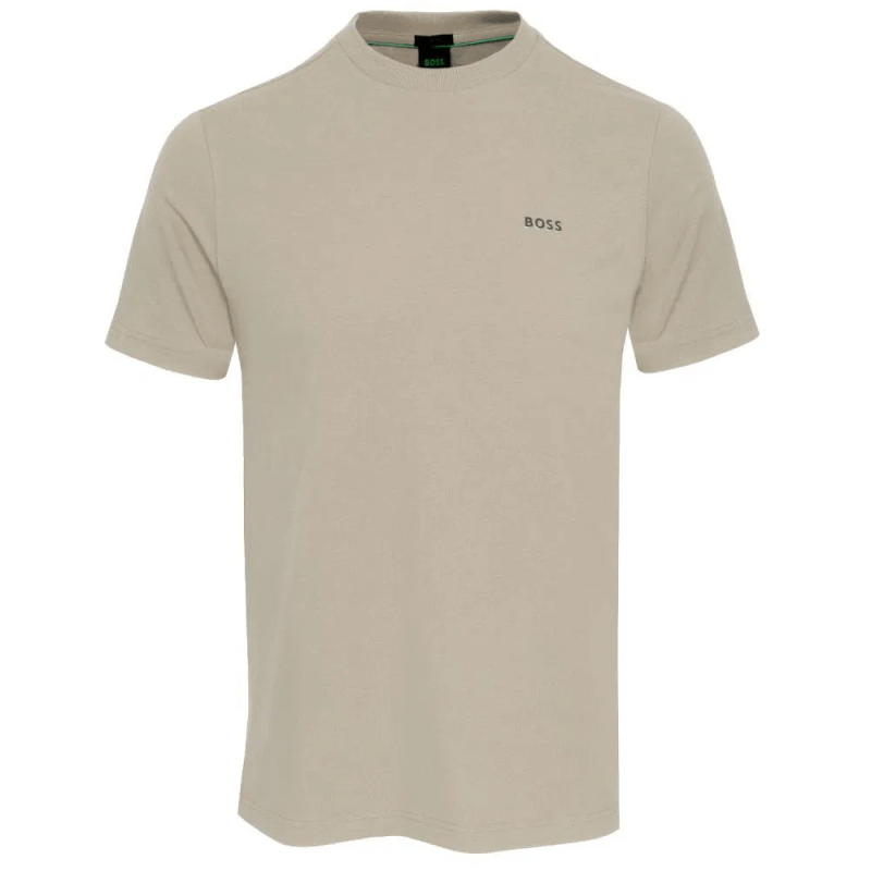 T-shirt BOSS Tee – Coton Stretch & Logo Contrasté – Beige– Homme