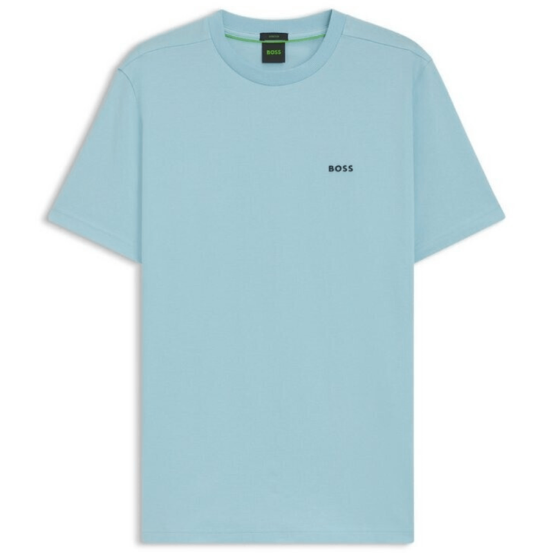 T-shirt BOSS Tee – Coton Stretch & Logo Contrasté – Bleu Clair  – Homme