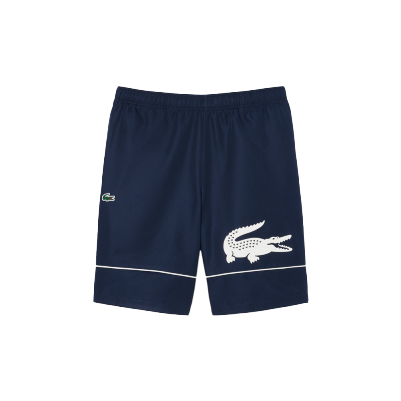 Short Lacoste sport  Bleu Marine / Blanc - Tennis taffetas diamanté imprimé