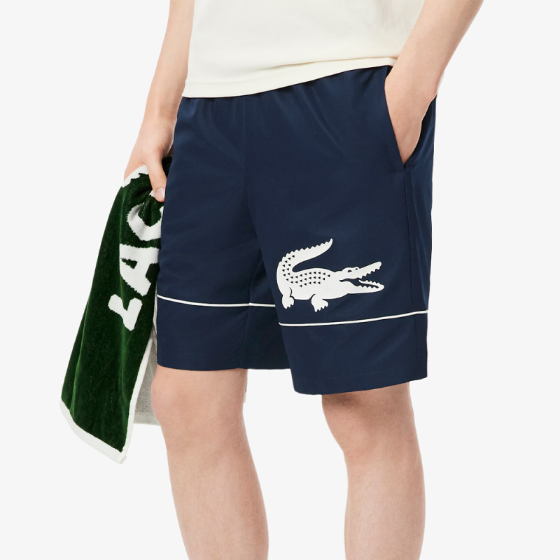 Short Lacoste sport  Bleu Marine / Blanc - Tennis taffetas diamanté imprimé