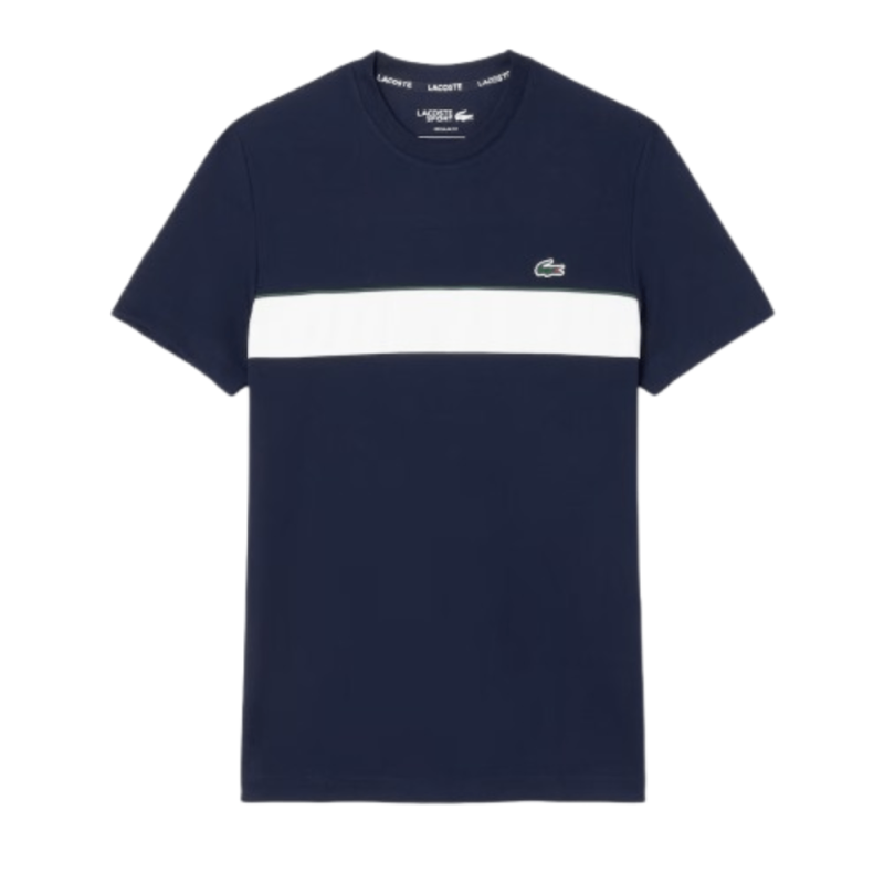 T-shirt Lacoste sport Ultra Dry  Bleu avec imprimé Blanc - Performance et style