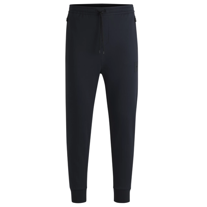 Pantalon de survêtement  BOSS Hadiko Rib – Bleu foncé –Confort Stretch & Détails Sportifs