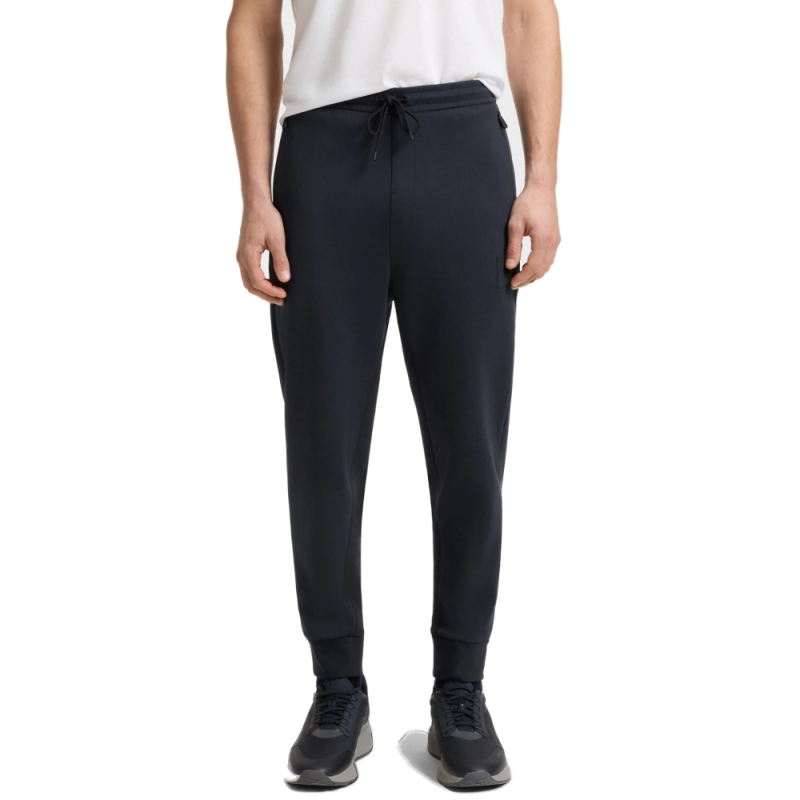 Pantalon de survêtement  BOSS Hadiko Rib – Bleu foncé –Confort Stretch & Détails Sportifs