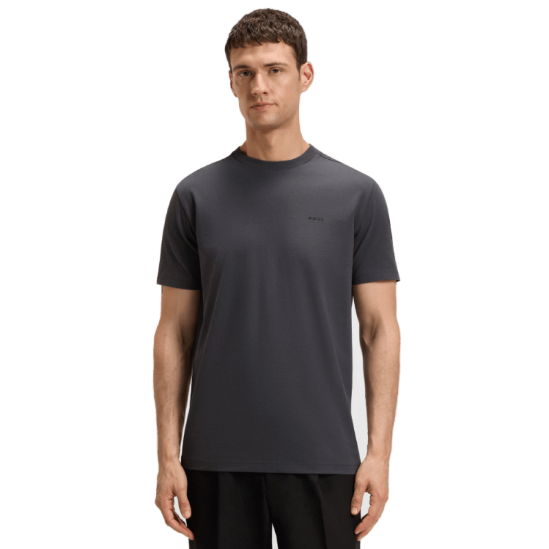T-shirt Regular BOSS -Gris - en coton stretch avec logo contrastant