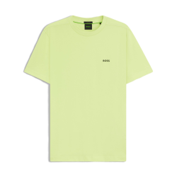 T-shirt Regular Boss TEE - Vert Clair  - en coton stretch avec logo contrastant