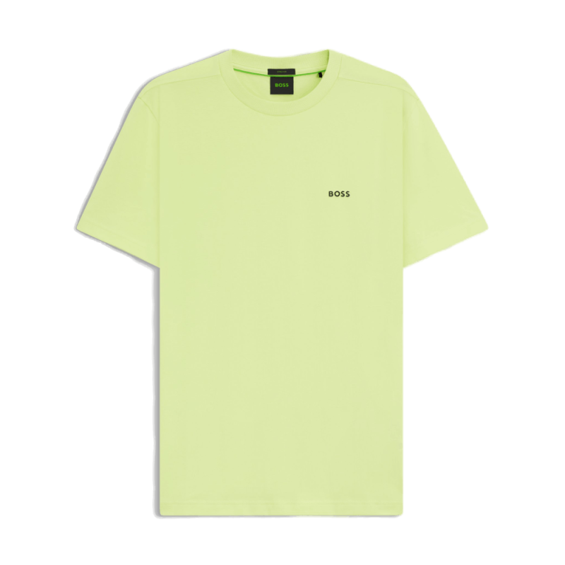 T-shirt Regular BOSS - Vert Clair  - en coton stretch avec logo contrastant