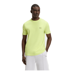 T-shirt Regular Boss TEE - Vert Clair  - en coton stretch avec logo contrastant