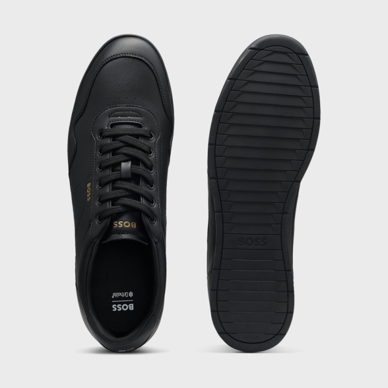 Baskets BOSS -Noir- en cuir avec logo doré