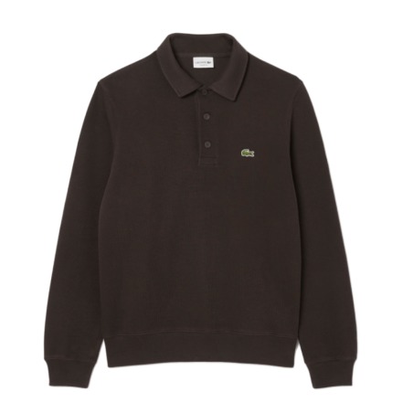 Sweatshirt  Lacoste  -Marron-col polo coton côtelé