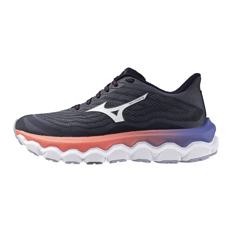 Baskets Mizuno WAVE HORIZON 8 Noires et Roses – Femme - Stabilité maximale et confort premium pour vos runs