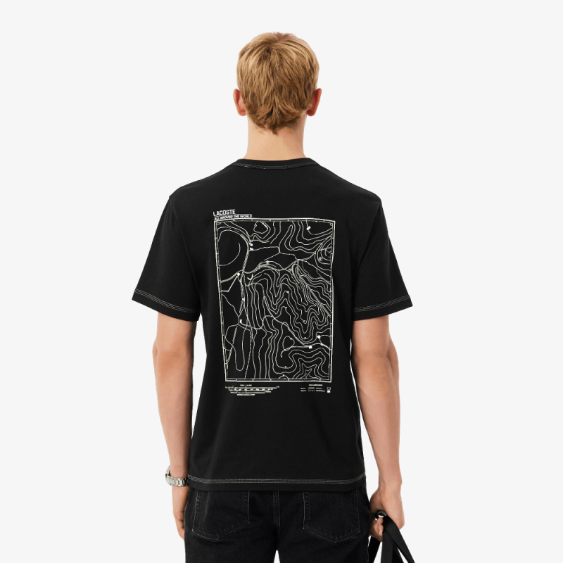 T-shirt  Lacoste -Noir - jersey imprimé